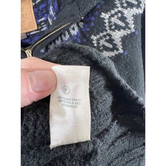 Roots Womens Wool Blend Zip Fair Isle Bird Cardigan Size M Timeless Outdoor Cozy - Picture 7 of 10